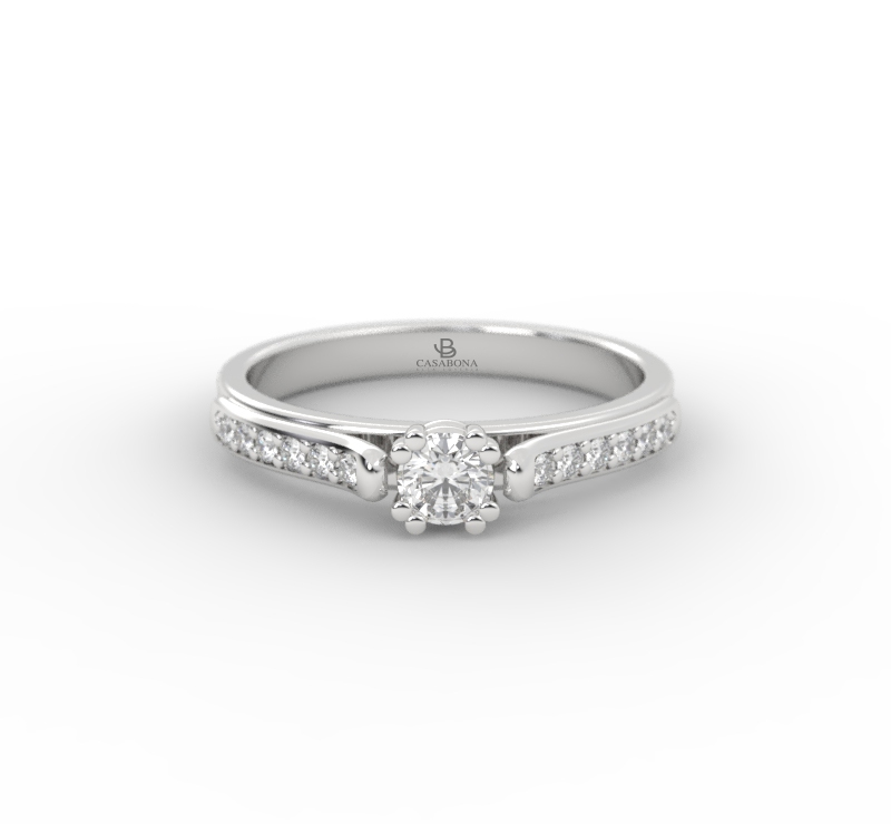 Anillo de compromiso Solitario Pavé Diamante 0.15ct - Arte
