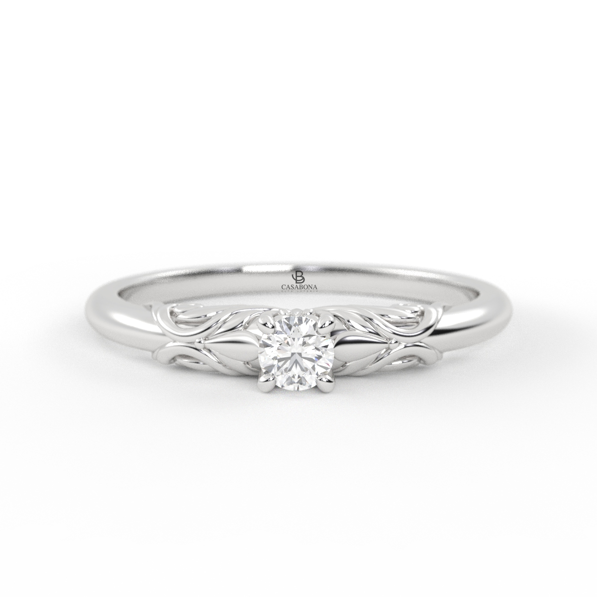 Anillo de compromiso solitario Diamante Natural 0.10ct - Adan
