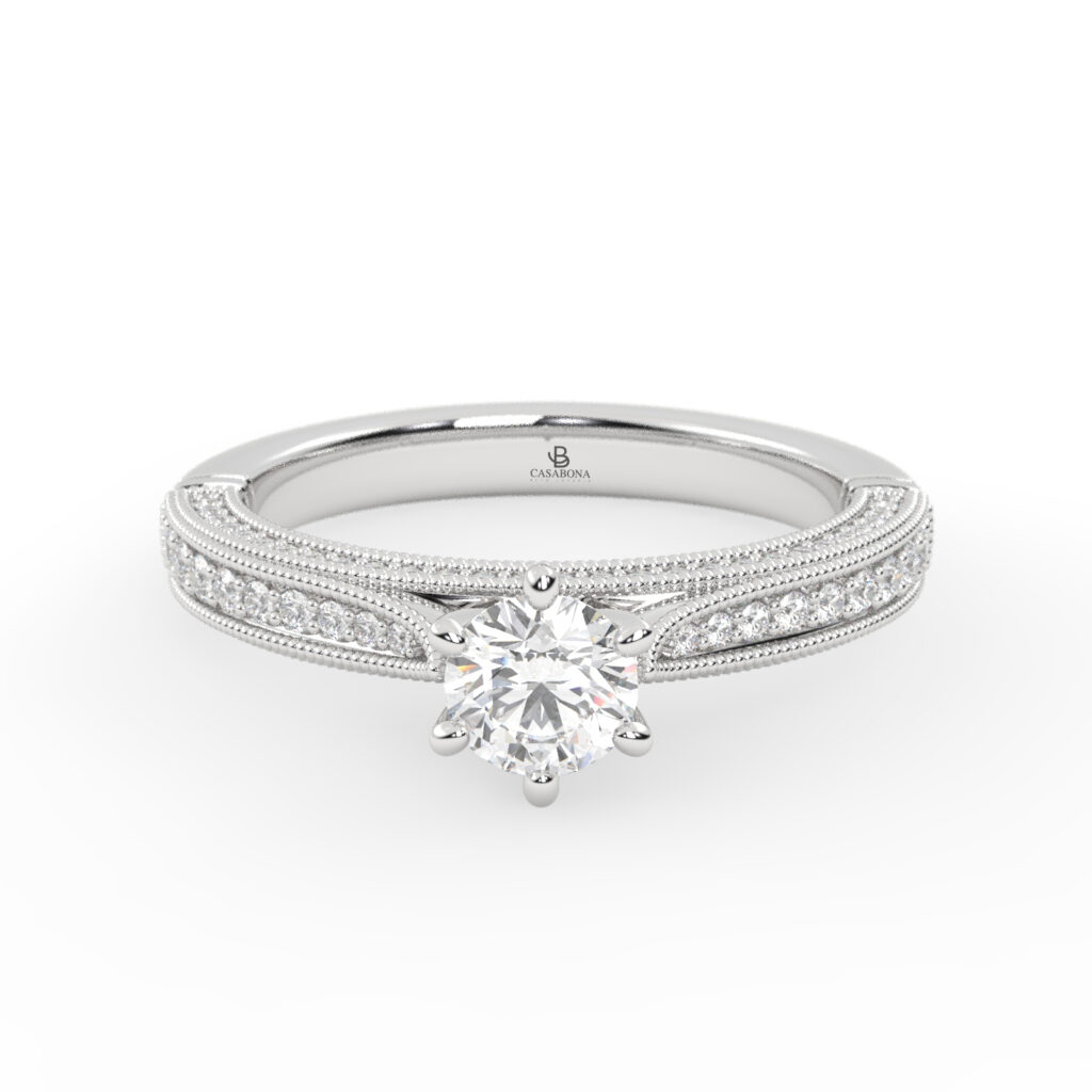 Anillo de compromiso Solitario Pavé Brillante - Lovania