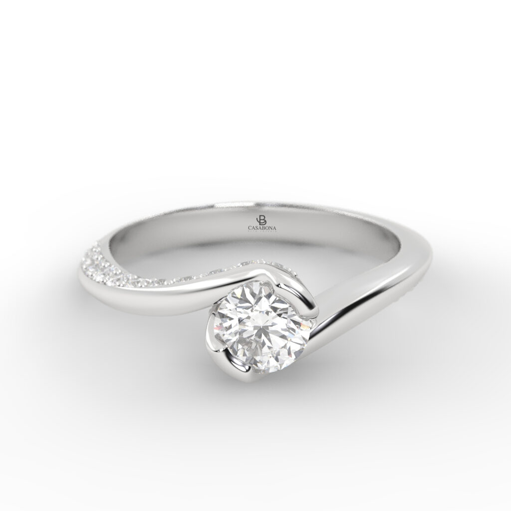 Anillo de compromiso Solitario Pavé Oro 18k - Luna