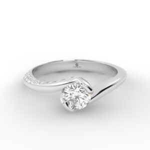 Anillo de compromiso Solitario Pavé Oro 18k - Luna