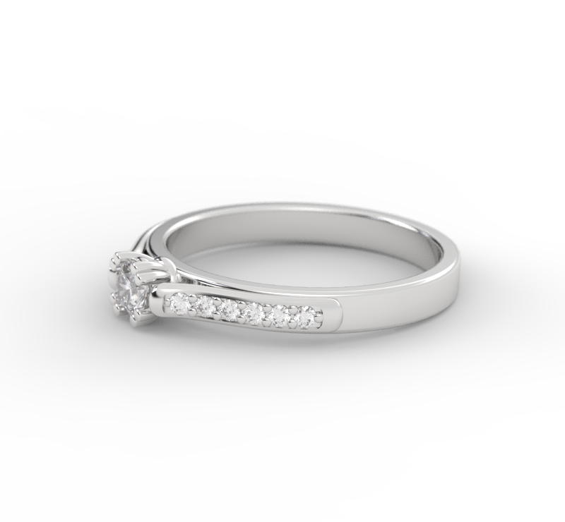 Anillo de compromiso Solitario Pavé Diamante Diamante de Laboratorio - Arte - Imagen 2