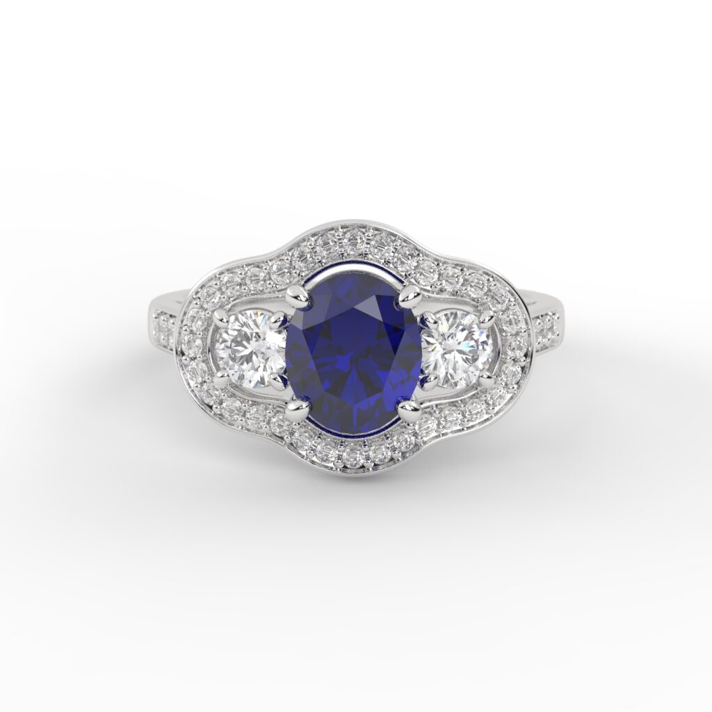 Anillo de compromiso Halo - Gemas de Color Zafiro - Matilde