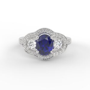 Anillo de compromiso Halo - Gemas de Color Zafiro - Matilde