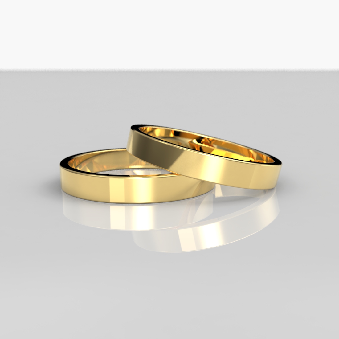 Argollas Matrimonio Oro 18k Perfil Plano 3mm – Corte Plano - Imagen 2