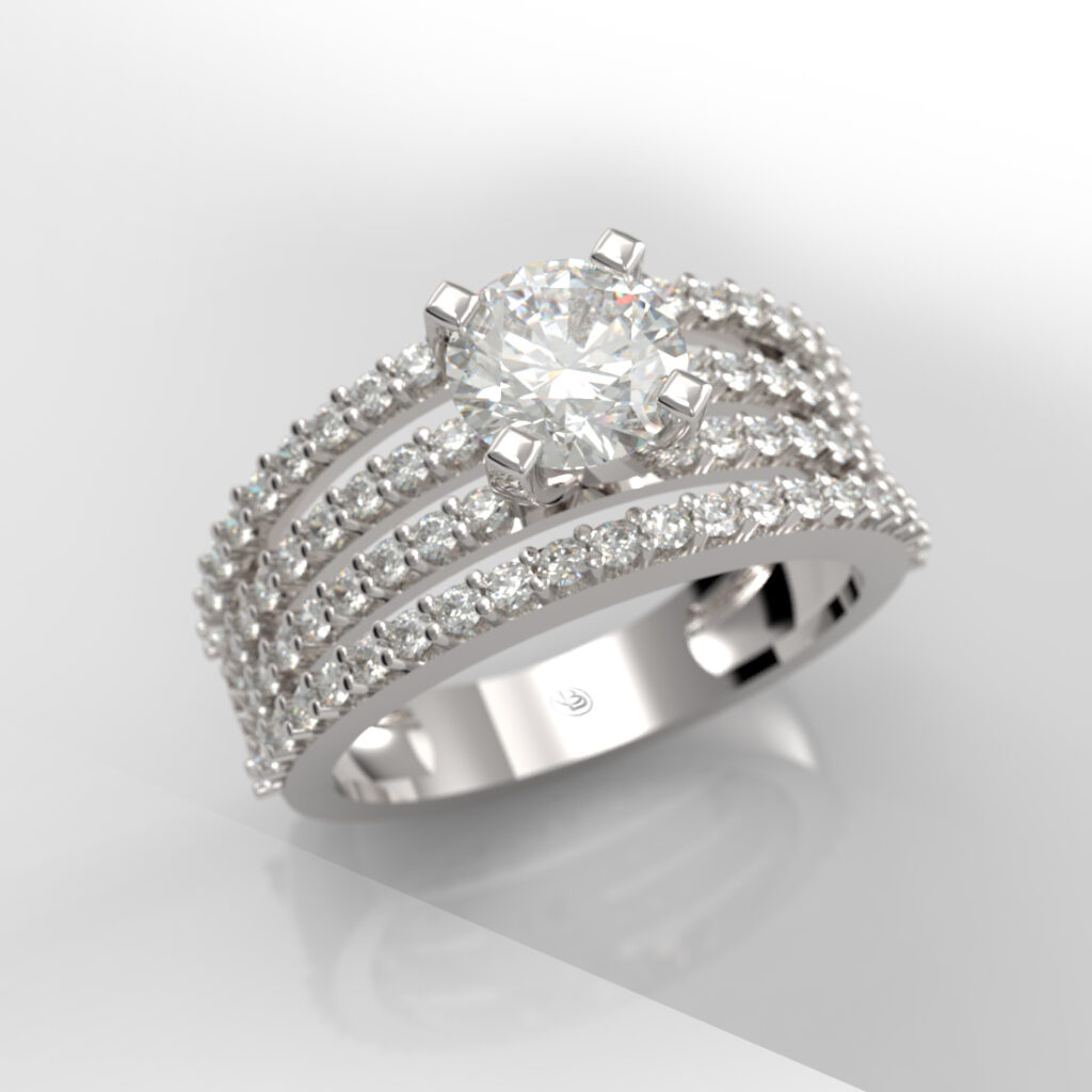Anillo de compromiso Solitario Pavé - Rainbow