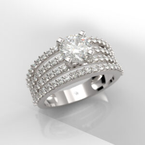 Anillo de compromiso Solitario Pavé - Rainbow