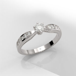 Anillo de compromiso Solitario Pavé Oro 18k - Rocco