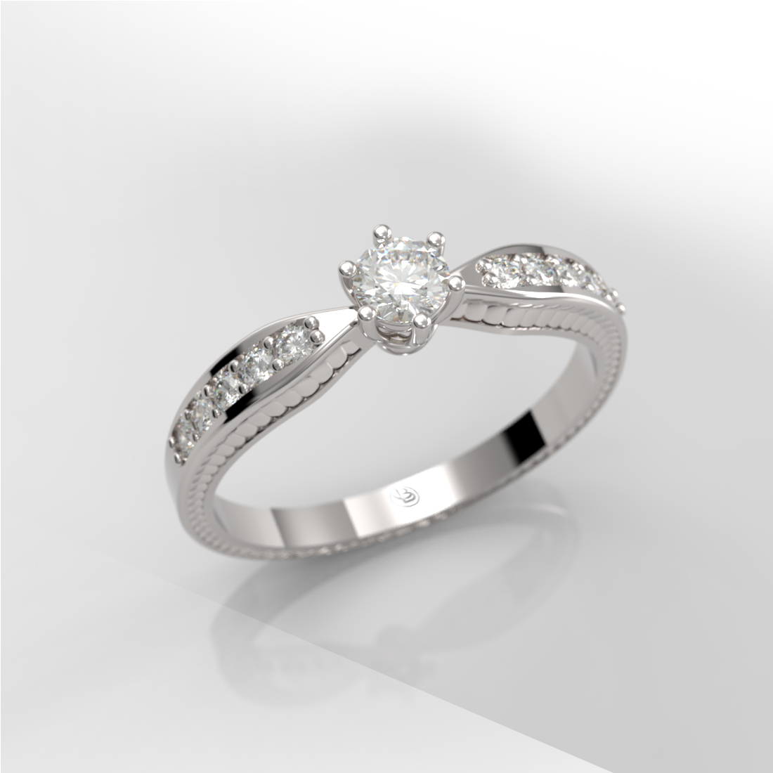 Anillo de compromiso Solitario Pavé Oro 18k - Rocco