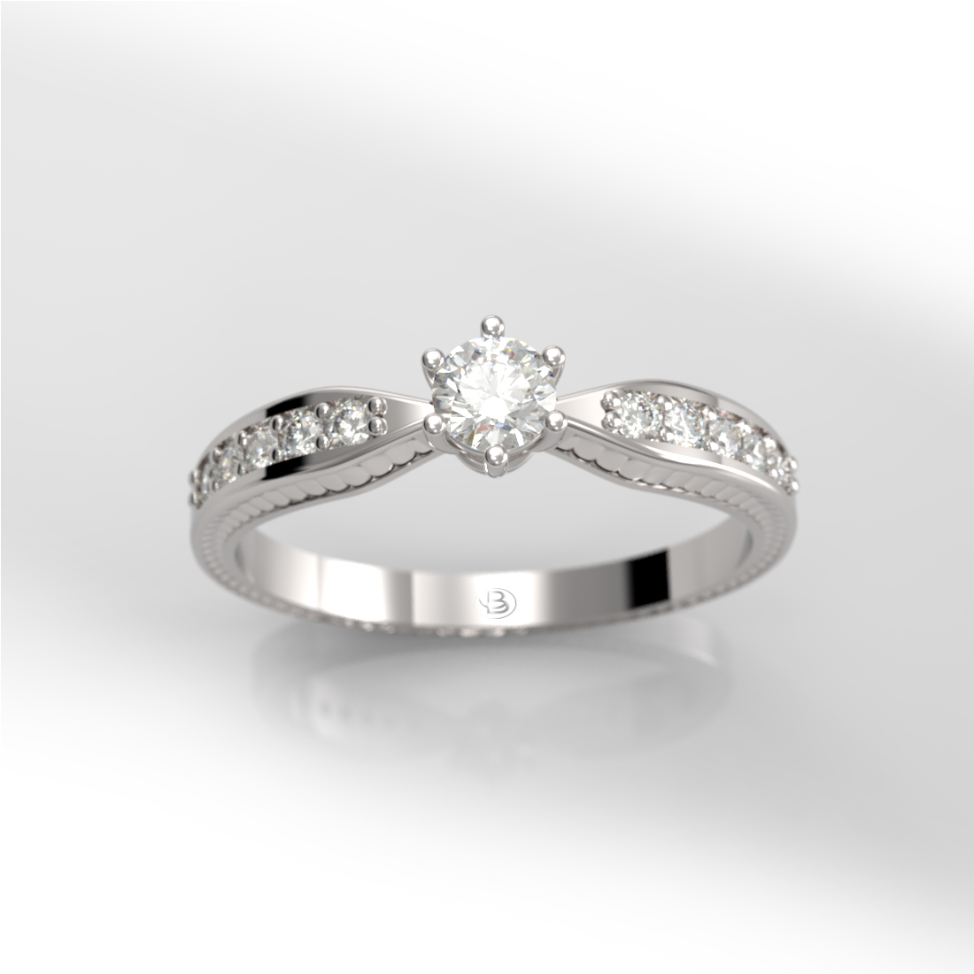 Anillo de compromiso Solitario Pavé Oro 18k - Rocco - Imagen 2