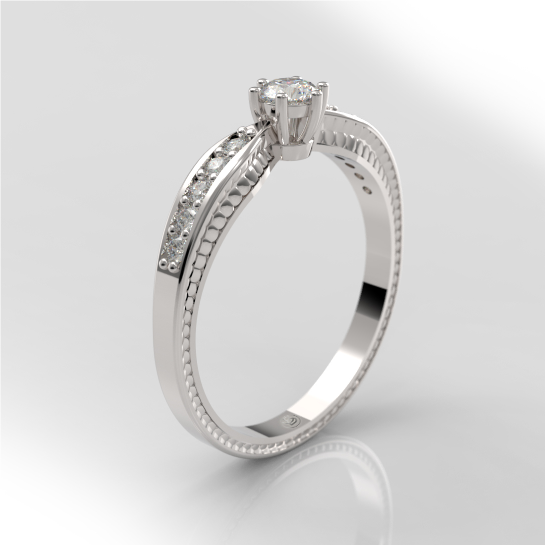 Anillo de compromiso Solitario Pavé Oro 18k - Rocco - Imagen 3