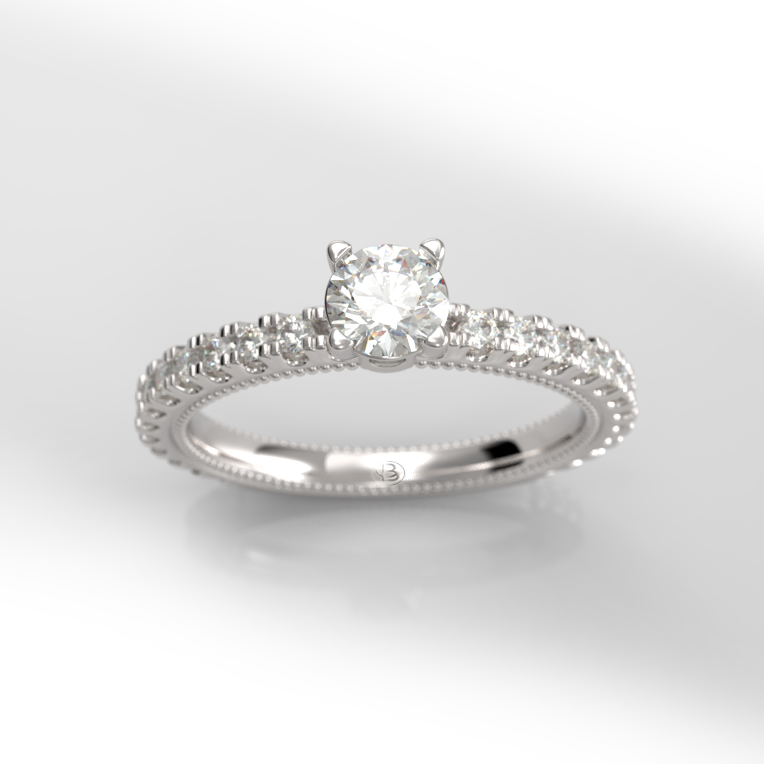Anillo de compromiso Solitario Pavé Oro 18k - Sensu - Imagen 2