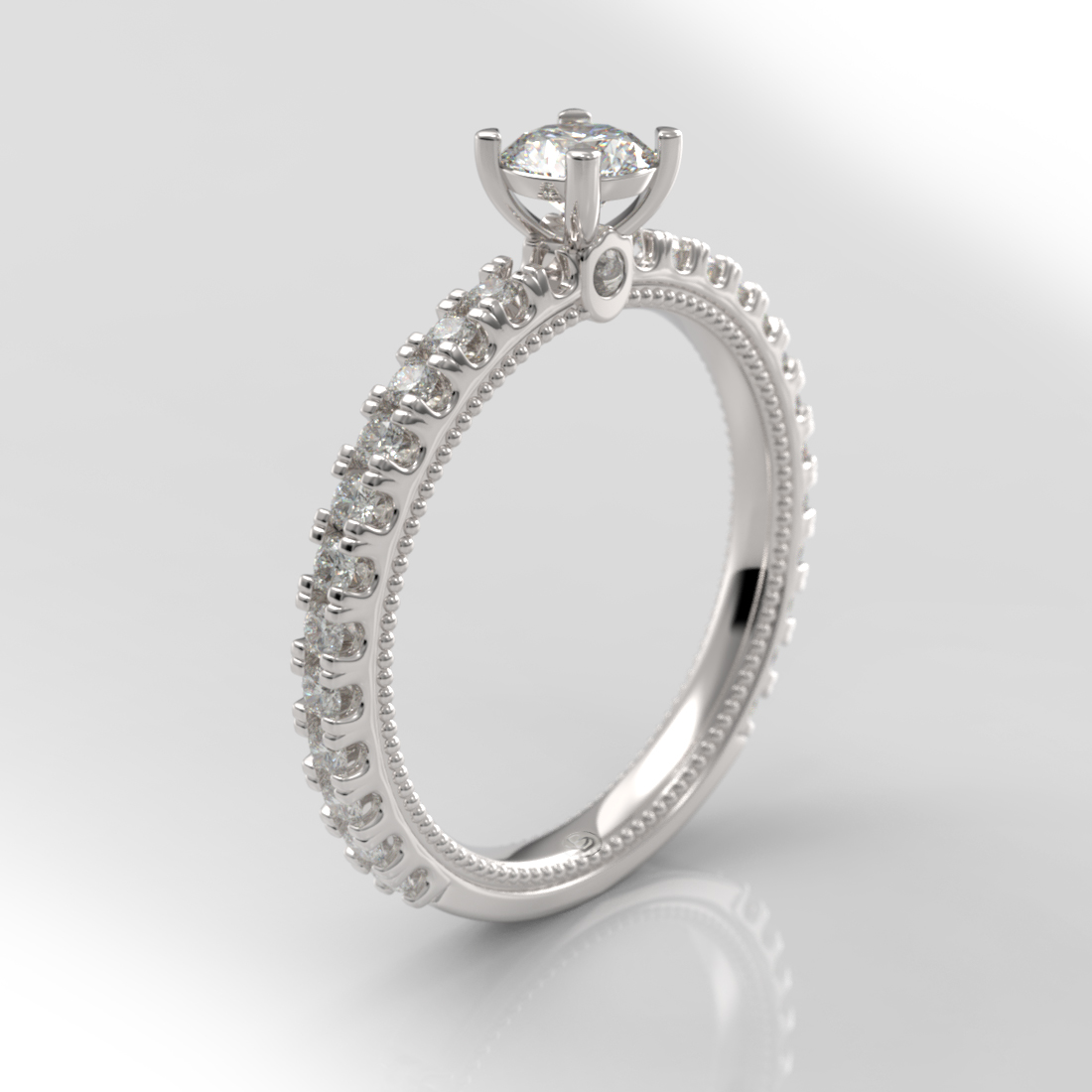 Anillo de compromiso Solitario Pavé Oro 18k - Sensu - Imagen 3