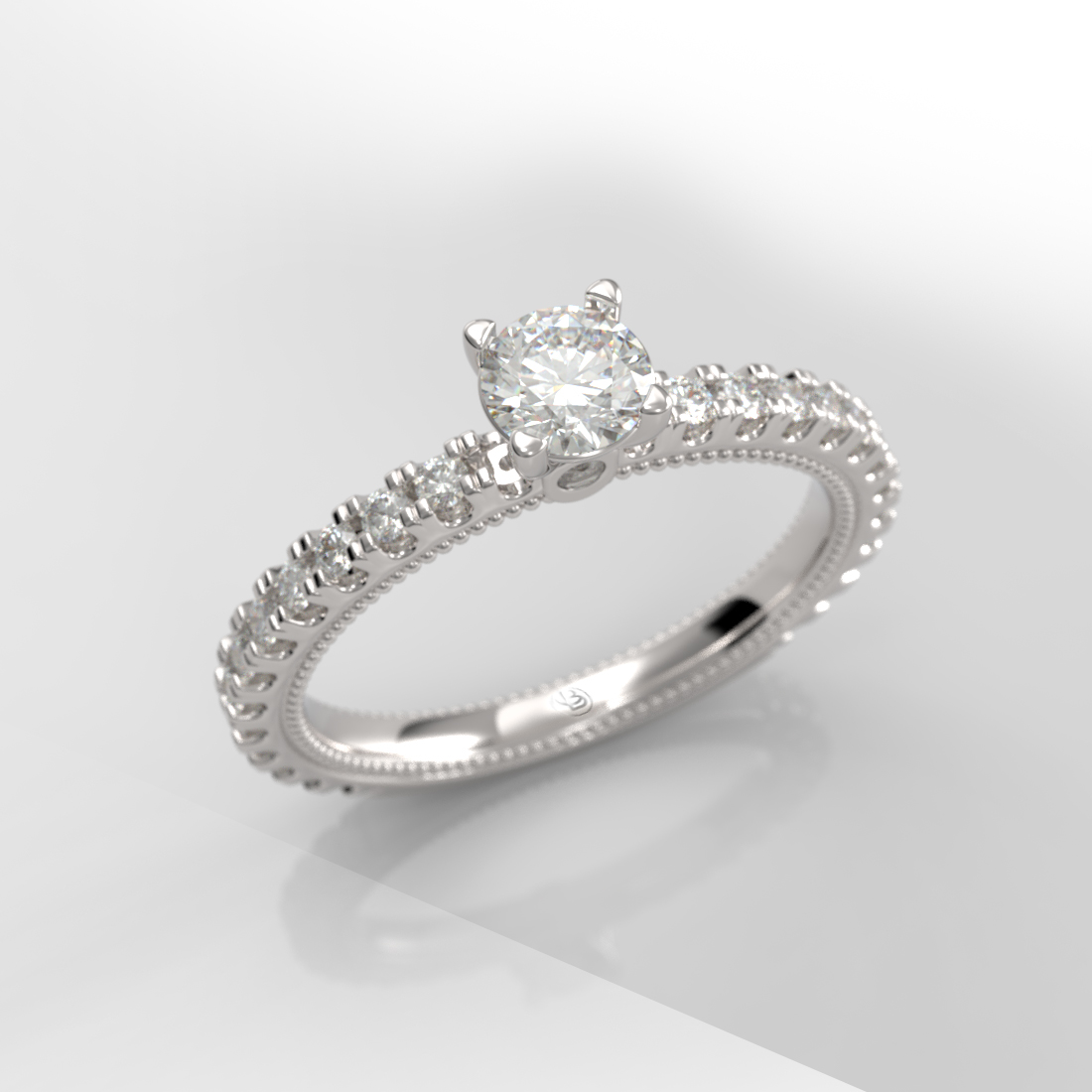 Anillo de compromiso Solitario Pavé Oro 18k - Sensu