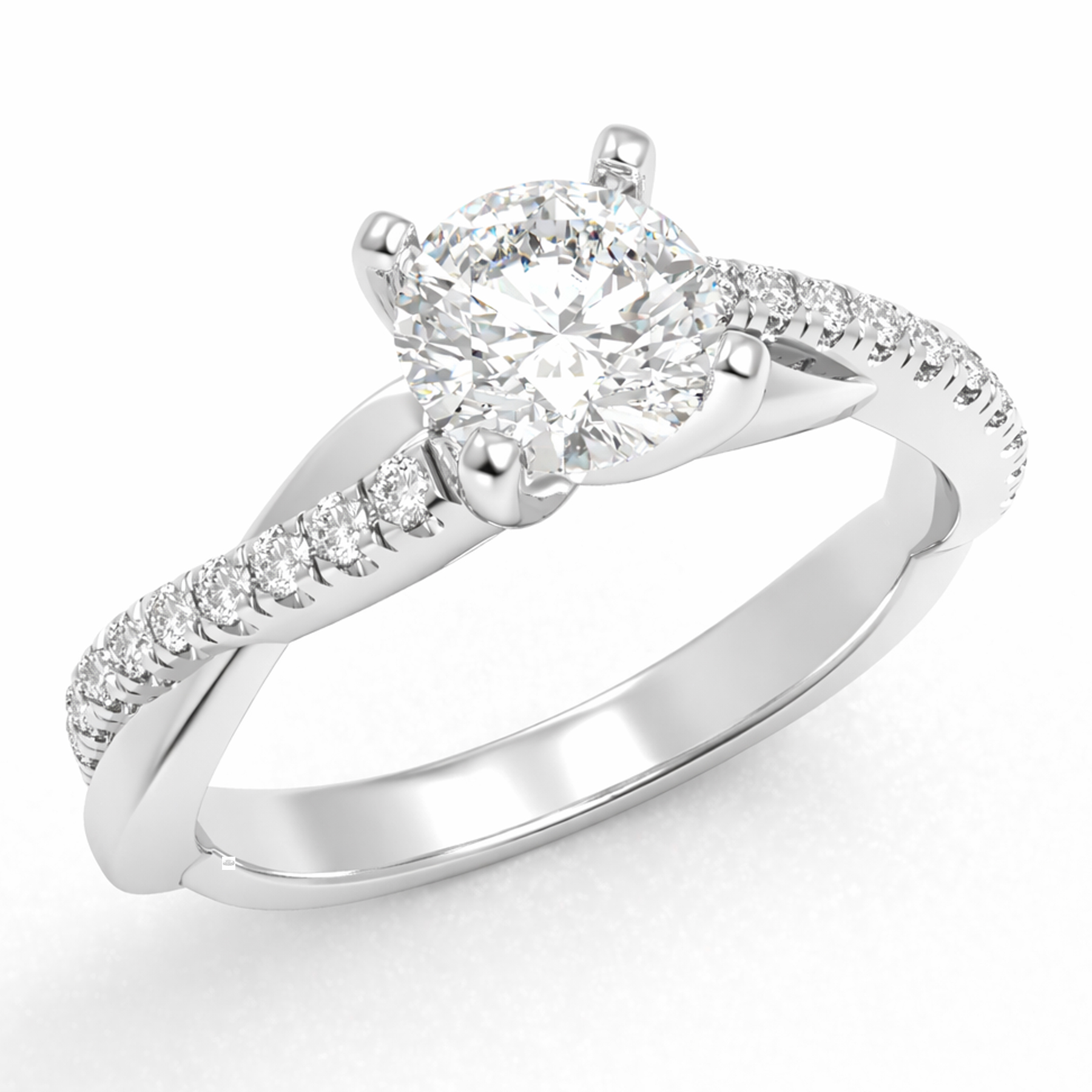 Anillo de compromiso Solitario Pavé Diamante Natural - Alessandro