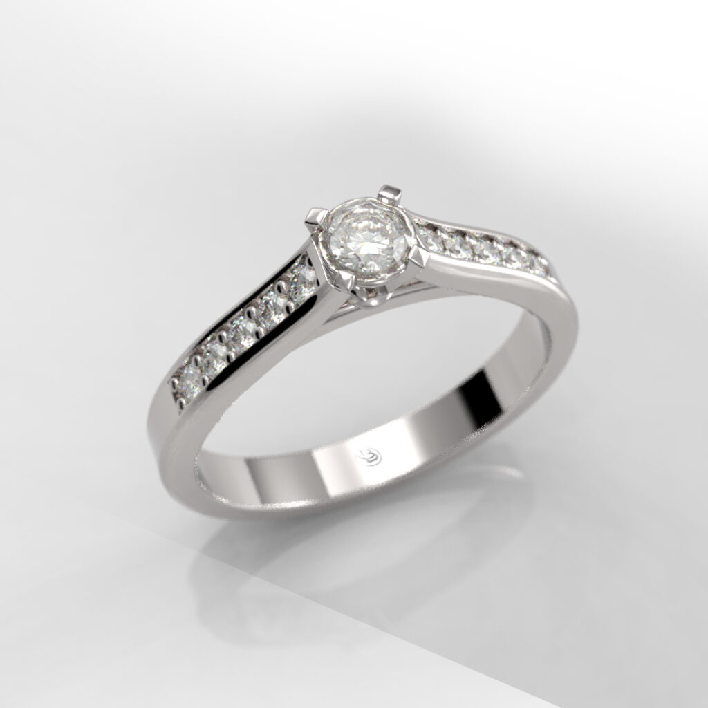 Anillo de compromiso Solitario Pavé Diamante Natural - Nido