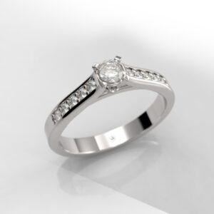 Anillo de compromiso Solitario Pavé Diamante Natural - Nido