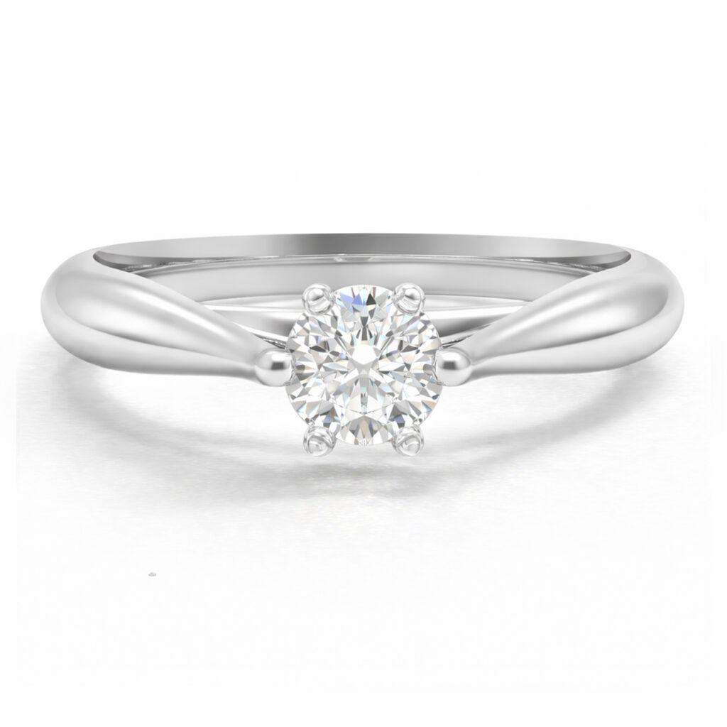 Anillo de compromiso Fly en oro blanco 18k con diamante natural corte brillante