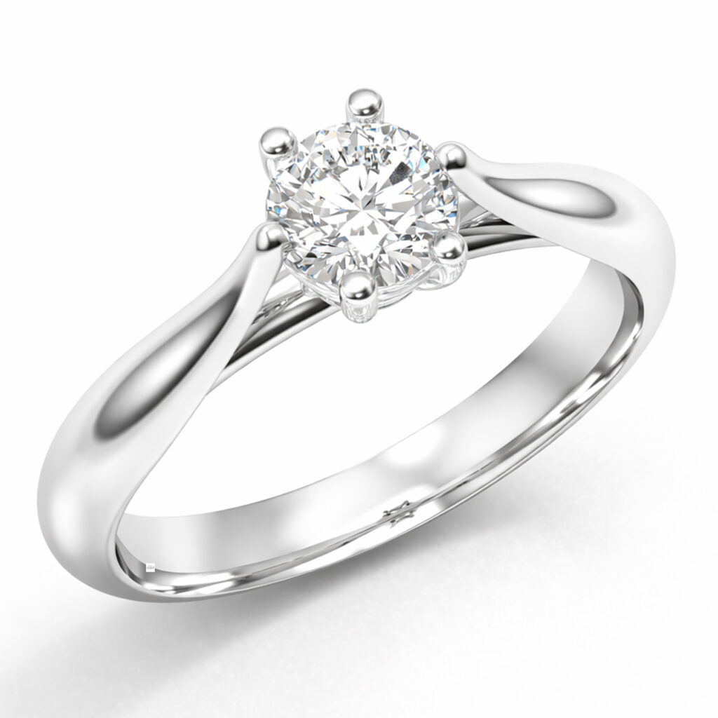 Anillo de compromiso Fly en oro blanco 18k con diamante natural corte brillante