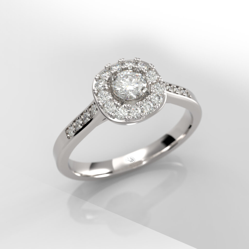 Anillo de compromiso Halo Brillante - Napoles
