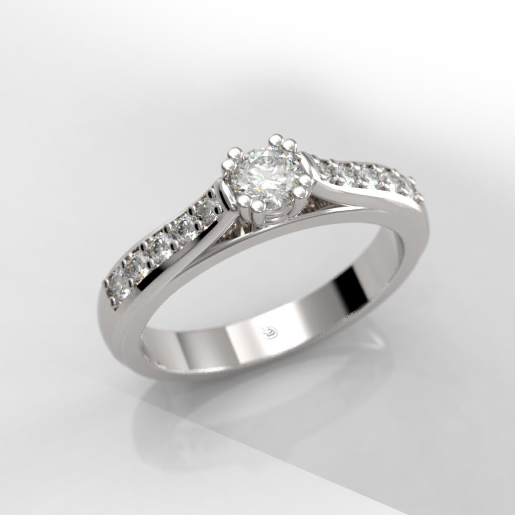 Anillo de compromiso Solitario Pavé Brillante - Lupita