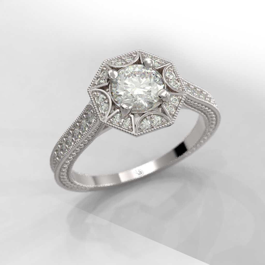 Anillo de compromiso Halo Diamante Natural - Octa