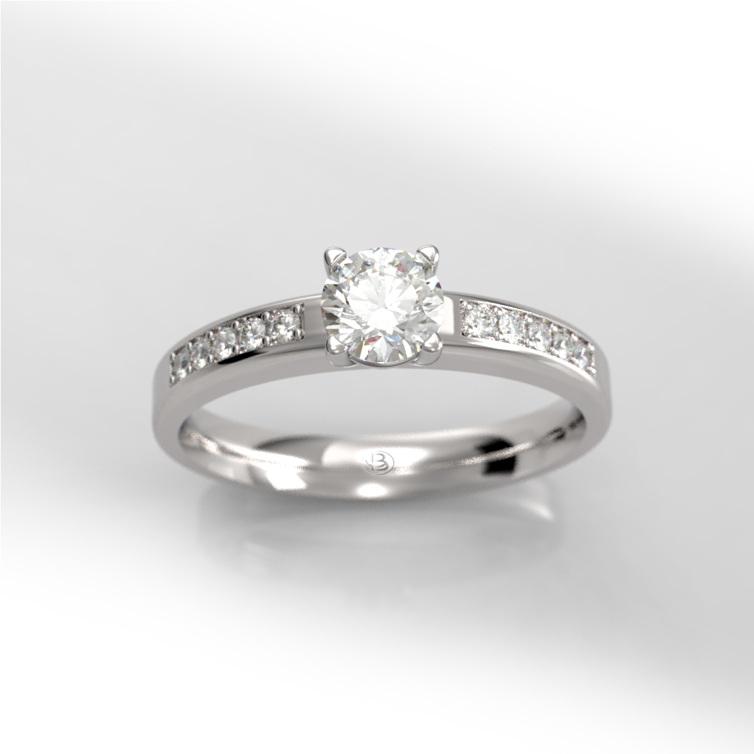 Anillo de compromiso Solitario Pavé - Paros - Imagen 2