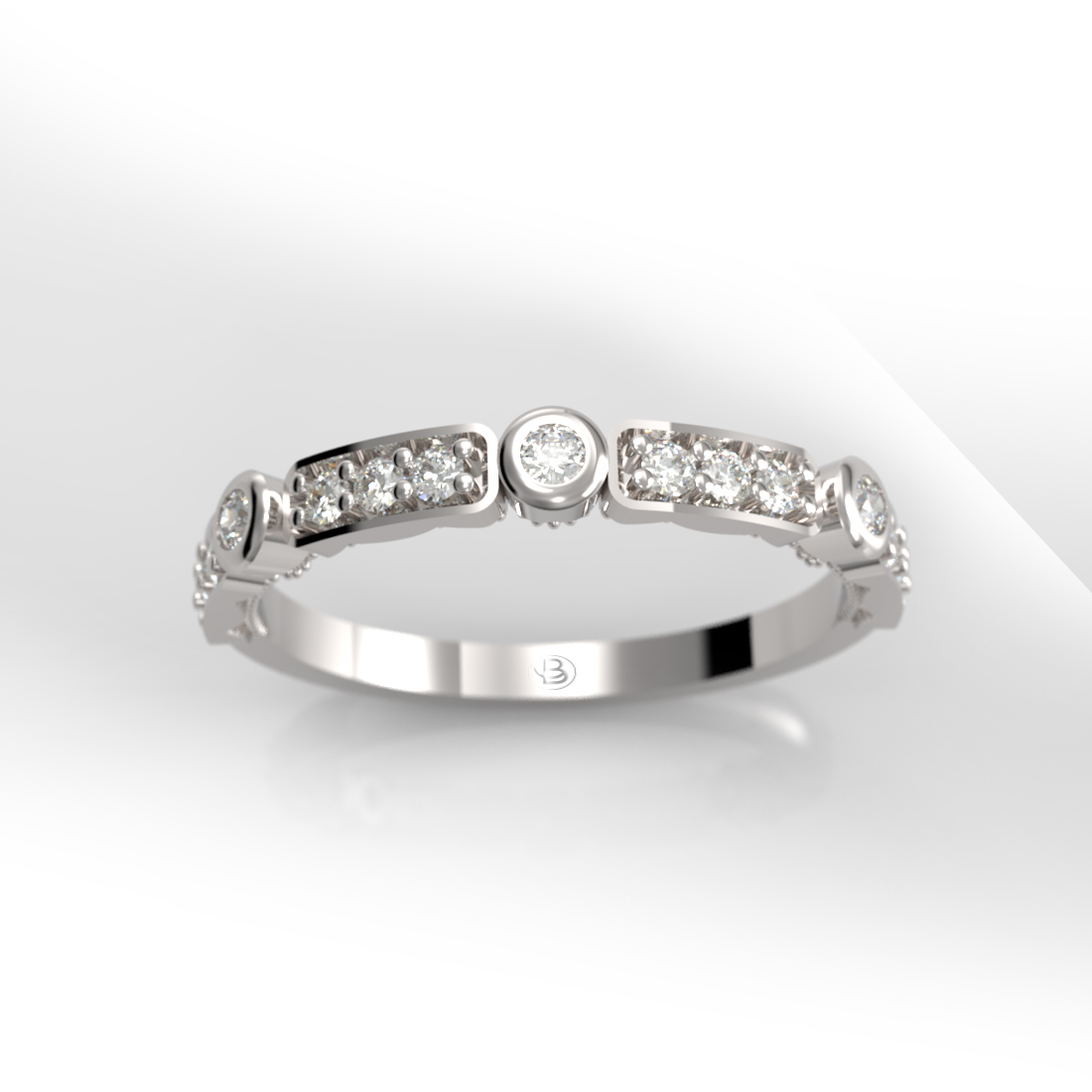 Anillo de compromiso Medio Cintillo Oro 18k Diamantes Naturales - Ciclo - Imagen 2