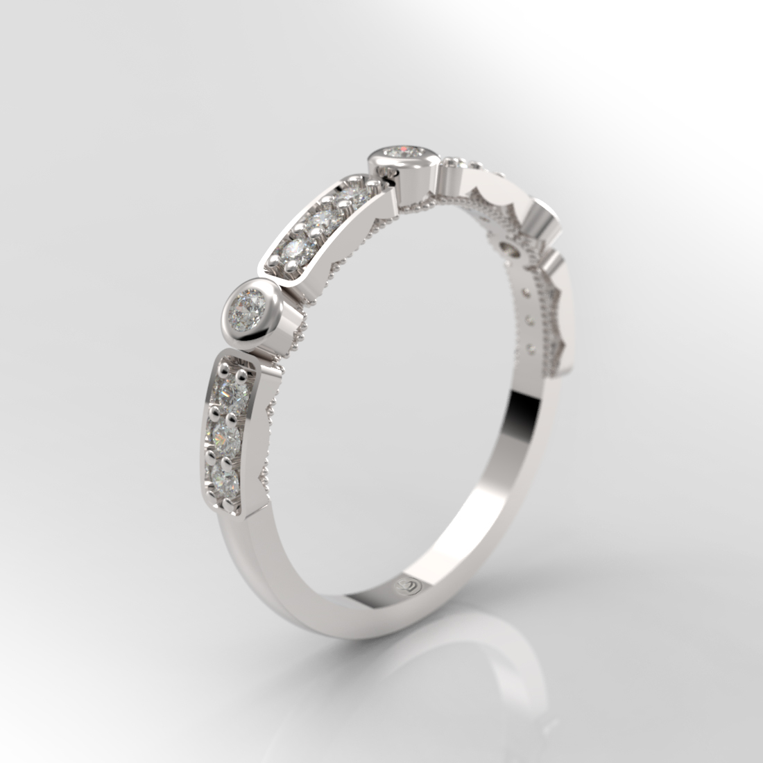 Anillo de compromiso Medio Cintillo Oro 18k Diamantes Naturales - Ciclo - Imagen 3