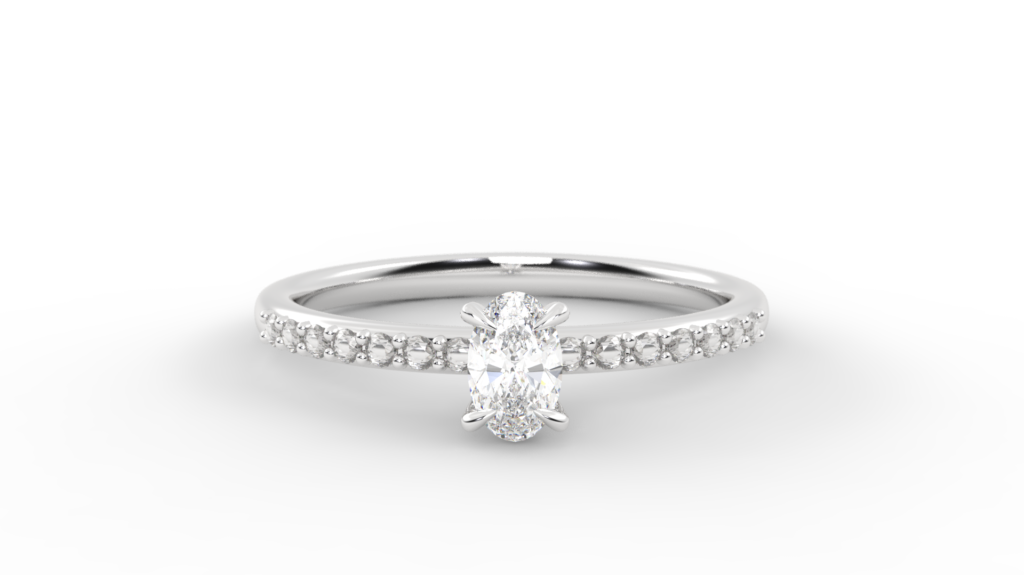 Anillo de Compromiso Diamante Natural 0.30 ct en Pavé - Clara Oval