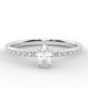 Anillo de Compromiso Diamante Natural 0.30 ct en Pavé - Clara Oval