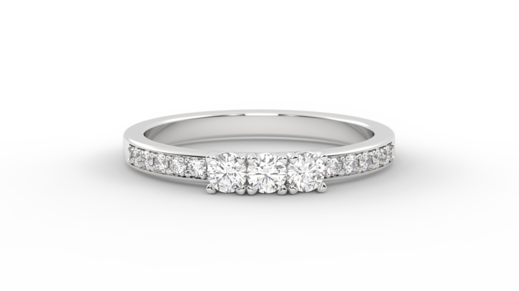 Anillo de Compromiso Tres Piedras Diamante Natural - Tevere