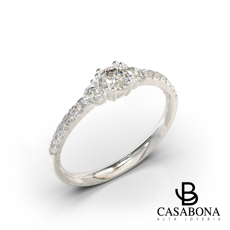 Anillo de compromiso Tres Piedras Brillante - Tribus - Imagen 3