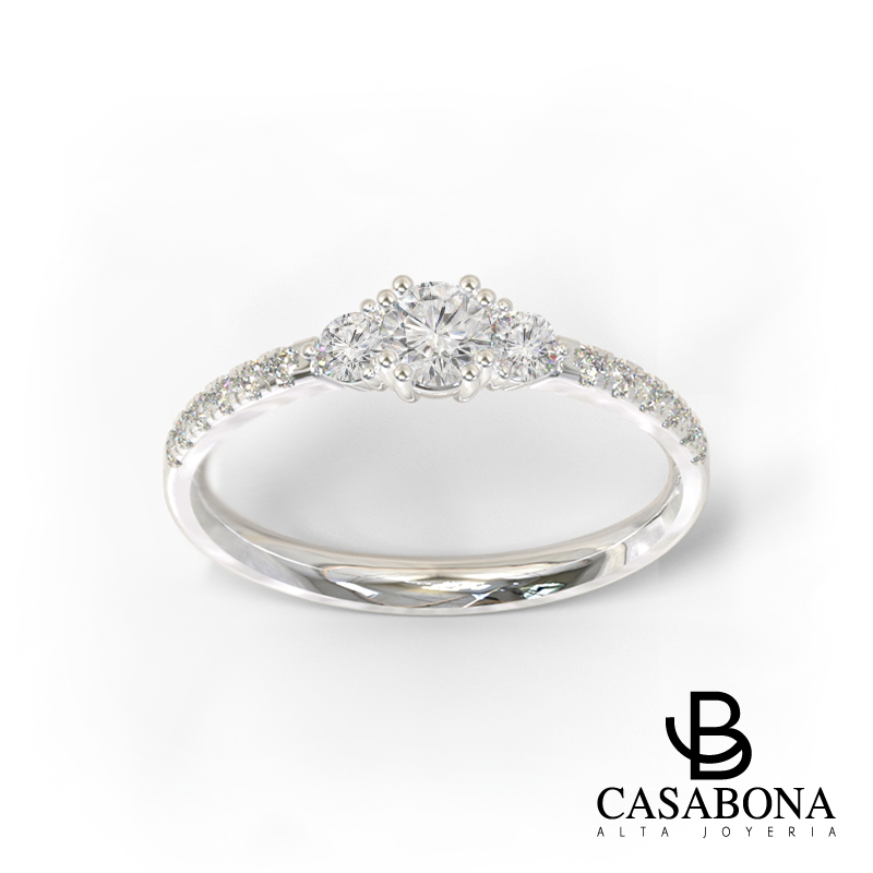 Anillo de compromiso Tres Piedras Brillante - Tribus