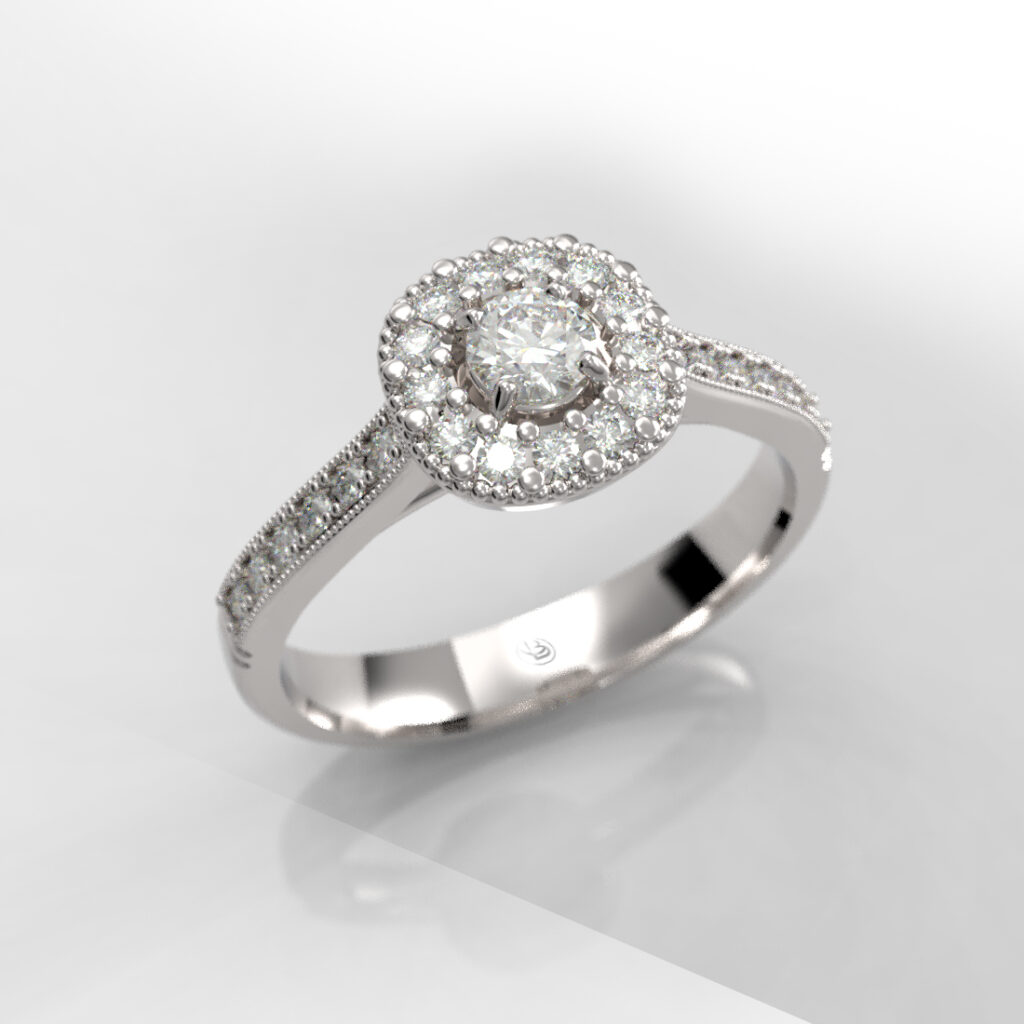 Anillo de compromiso Halo Brillante - 1933