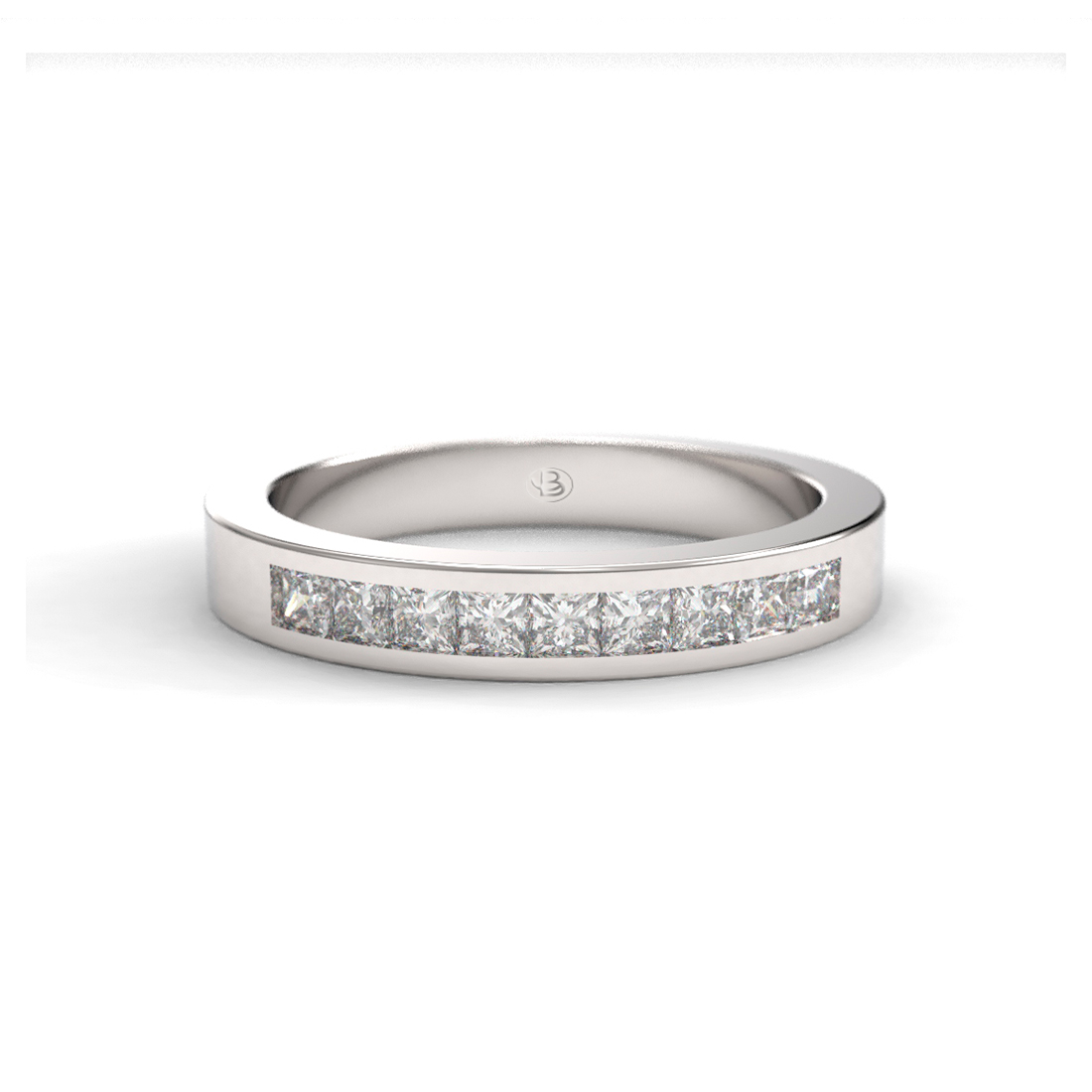Anillo de compromiso Medio Cintillo Diamantes Corte Princesa - Luminia