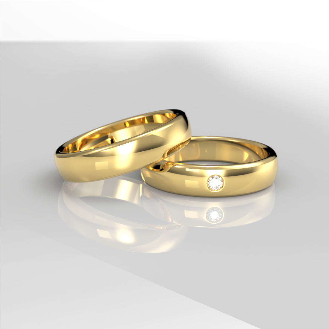 Argollas Matrimonio Oro 18k Diamante 0.03ct – Brilho