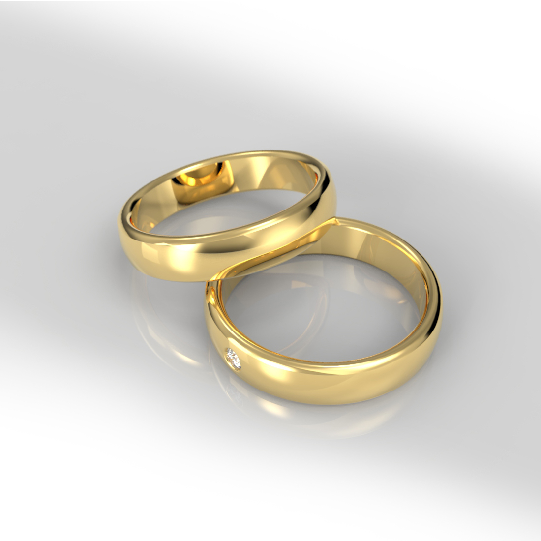 Argollas Matrimonio Oro 18k Diamante 0.03ct – Brilho - Imagen 2