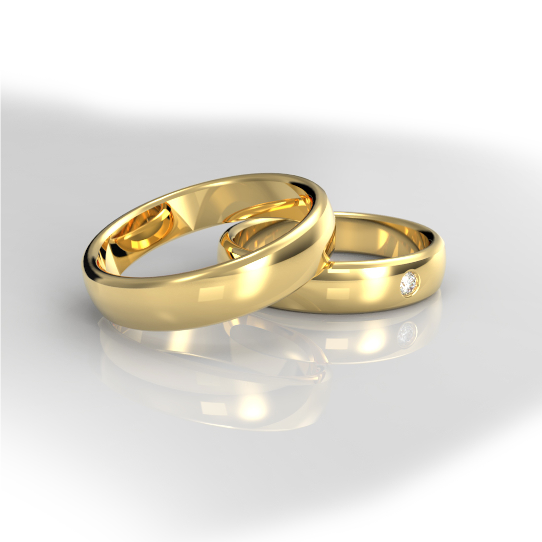 Argollas Matrimonio Oro 18k Diamante 0.03ct – Brilho - Imagen 3