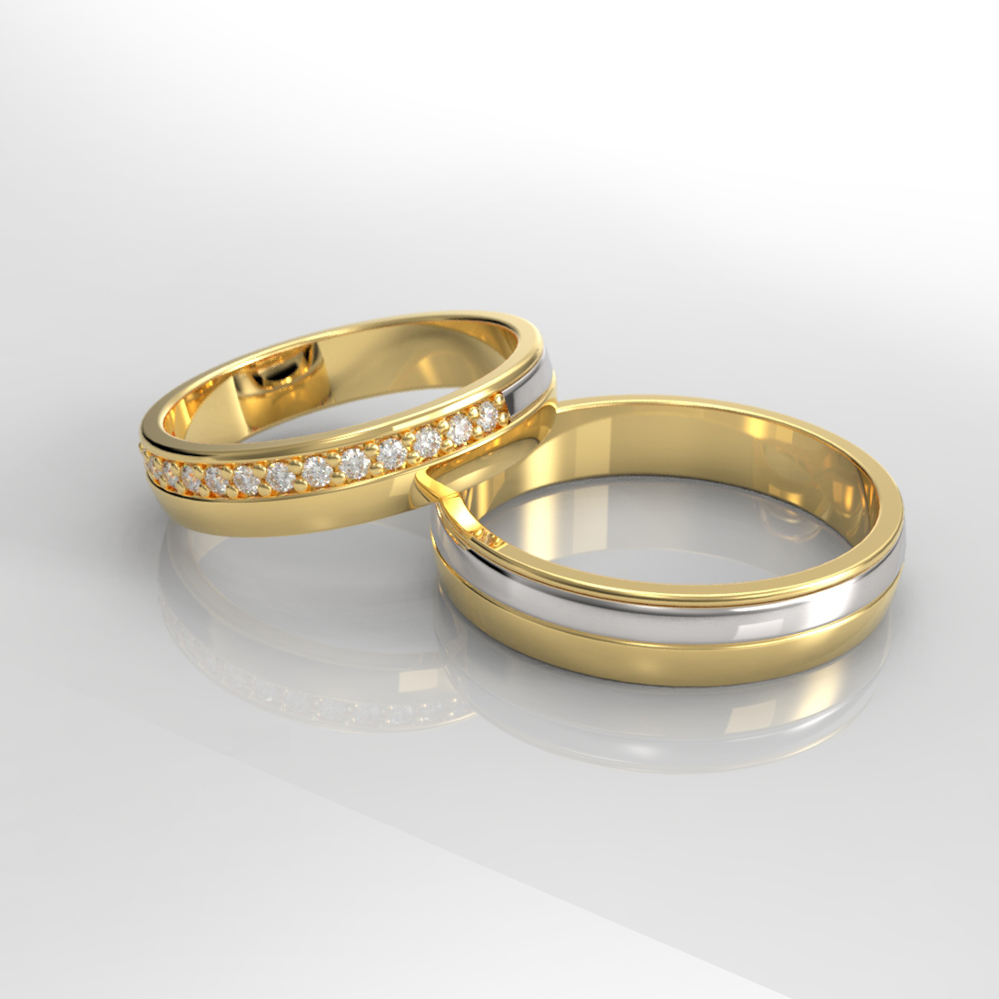 Argollas de Matrimonio Bicolor Oro 18k - Due Vita