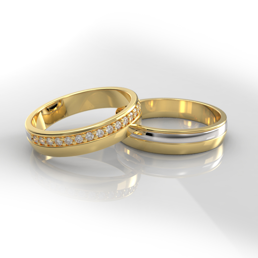 Argollas de Matrimonio Bicolor Oro 18k - Due Vita - Imagen 2