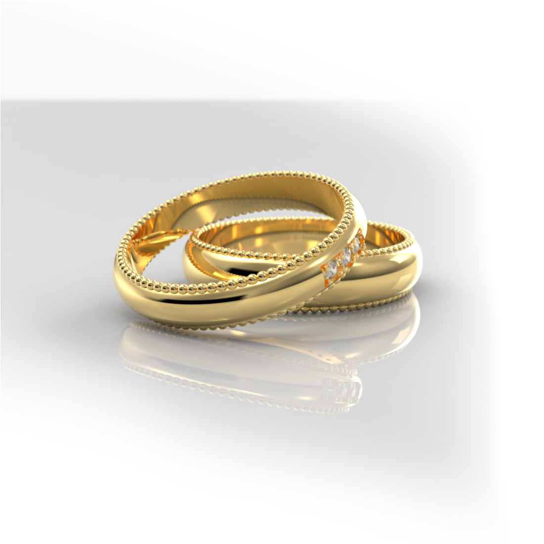 Argollas de Matrimonio en Oro 18k con Detalle Milgrain y Diamantes – Calamis - Imagen 2