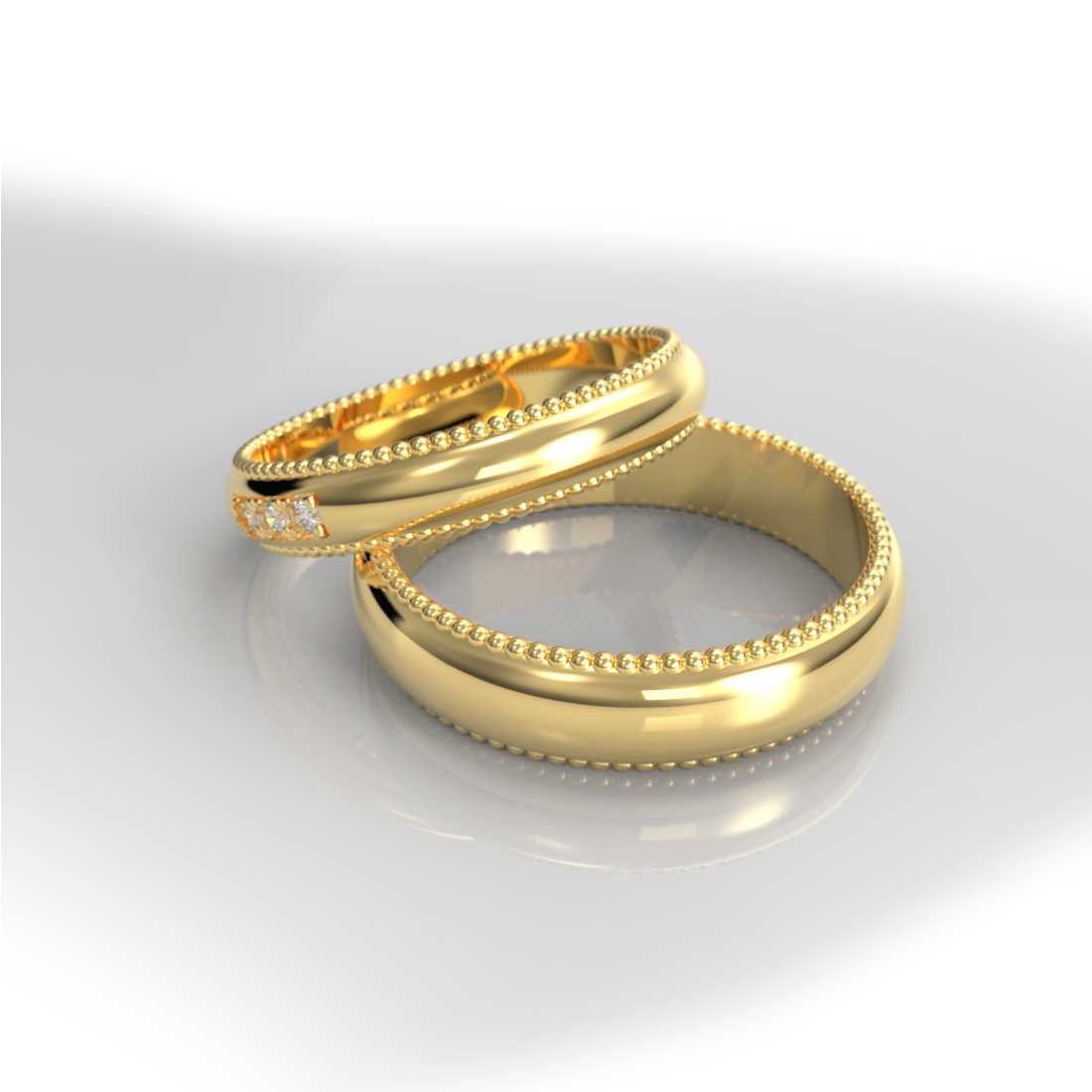 Argollas de Matrimonio en Oro 18k con Detalle Milgrain y Diamantes – Calamis - Imagen 3
