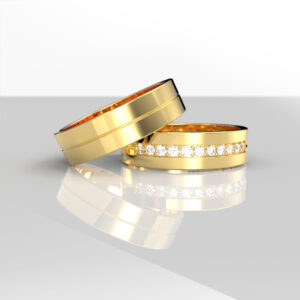 Argollas de Matrimonio en Oro 18k Corte Plano con Diamantes – Dita