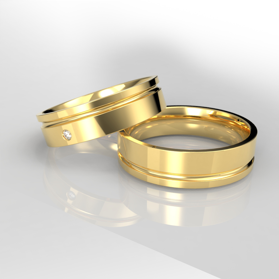Argollas Matrimonio Oro 18k Cinta Lateral – Hanga Roa - Imagen 2