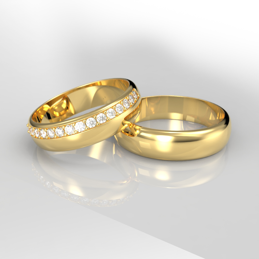 Argollas Matrimonio Oro 18k Medio Cintillo – Piaccere - Imagen 3
