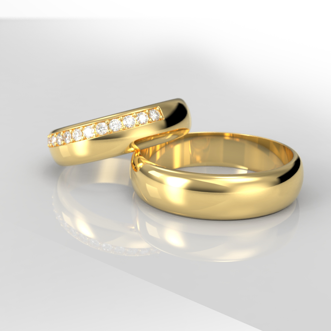 Argollas Matrimonio Oro 18k Medio Cintillo – Piaccere - Imagen 2