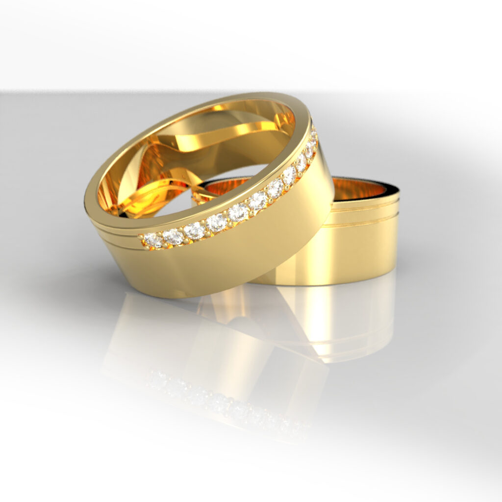 Argollas de Matrimonio Oro 18k 7mm con Diamantes – Regina