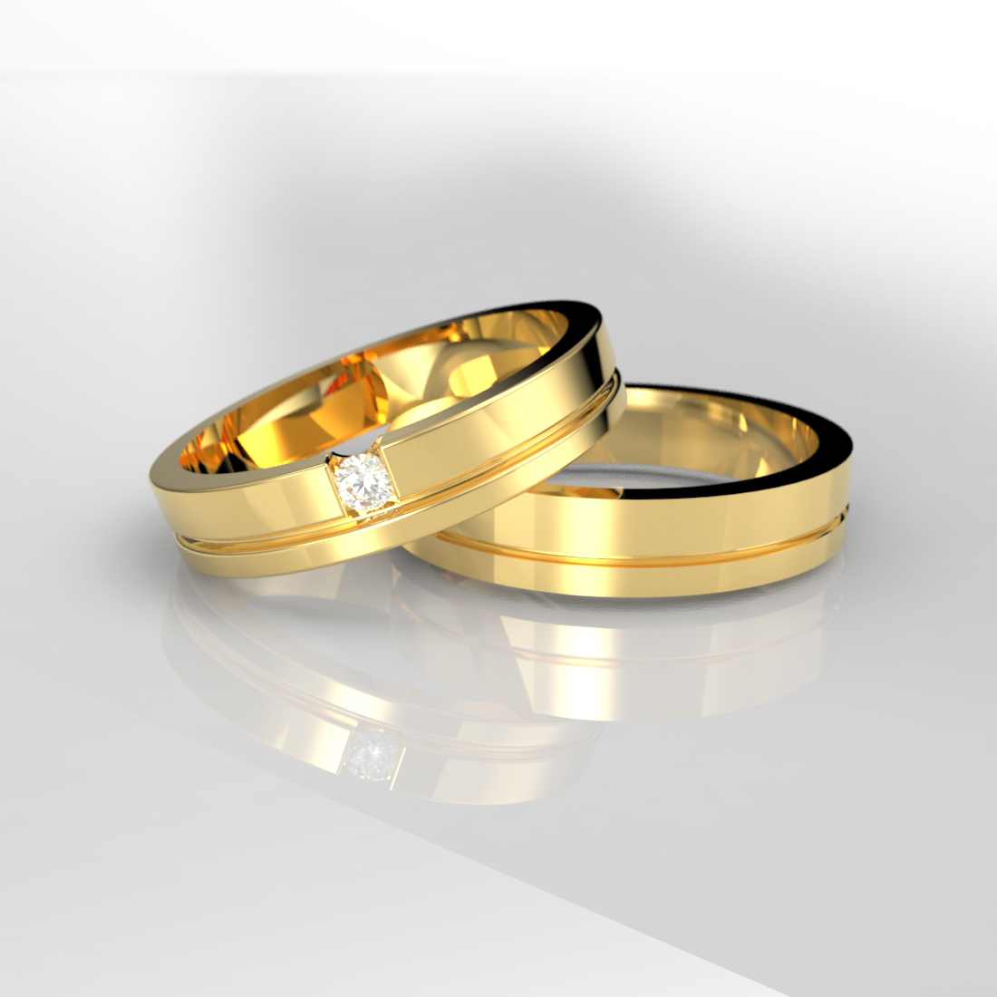 Argollas Matrimonio Oro 18k Diamante 0.04ct – Travel