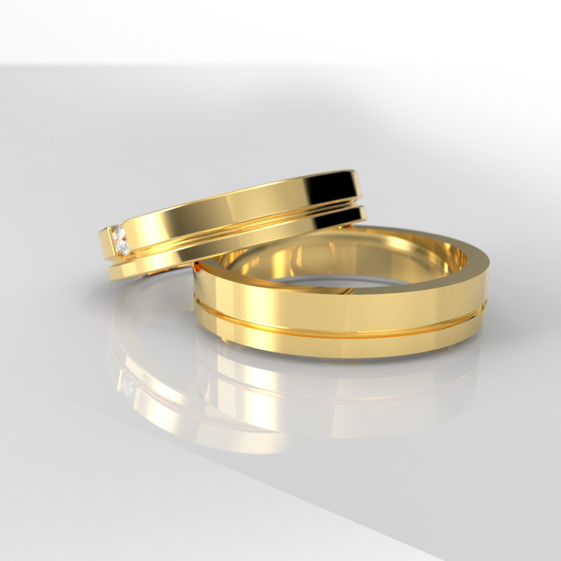 Argollas Matrimonio Oro 18k Diamante 0.04ct – Travel - Imagen 3